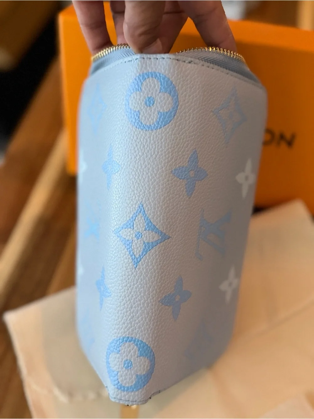 Louis Vuitton Light Blue Monogram Zip-Around Wallet
